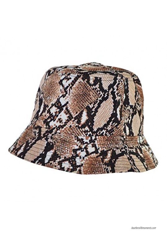 Vegan Animal Print Snakeskin Rain Hat Water Resistant Snake Skin Bucket Hat