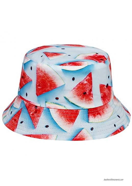 VORON Unisex Cute Fruit Print Travel Bucket Hat Summer Outdoor Fisherman Cap Sun Hat for Women Men Teens