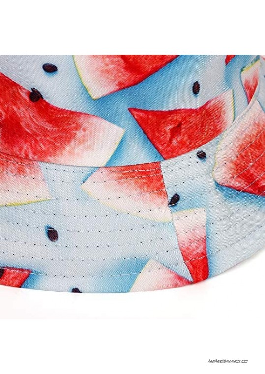 VORON Unisex Cute Fruit Print Travel Bucket Hat Summer Outdoor Fisherman Cap Sun Hat for Women Men Teens
