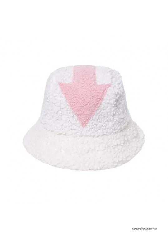 Winter Warm Bucket Hat Fuzzy Arrow Plush Bucket Hats for Men Women Girls Boys Unisex One Size Fits All