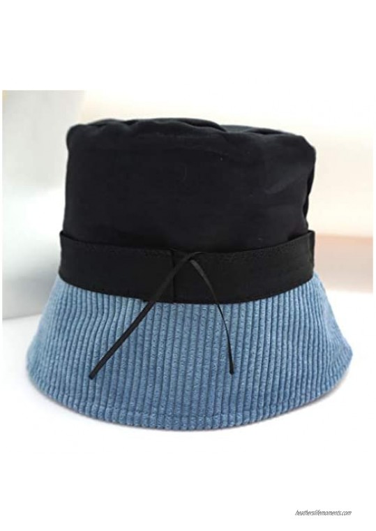 Womens All Seasons Sunhat Windproof Corduroy Bucket Hat Cap