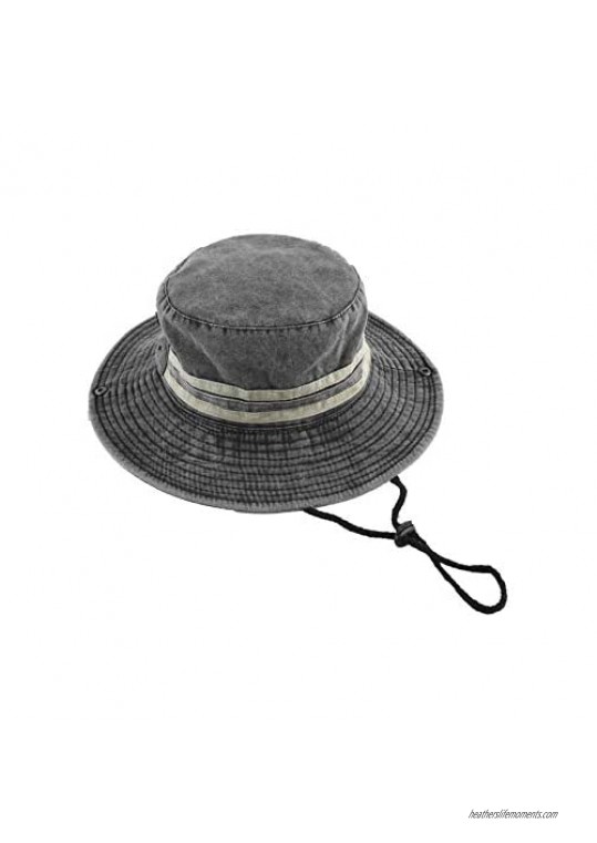 ZLYC Unisex Outdoor Fashion Travel Bucket Hats Fishmen Cap Sun Hats Adjustable Drawcord