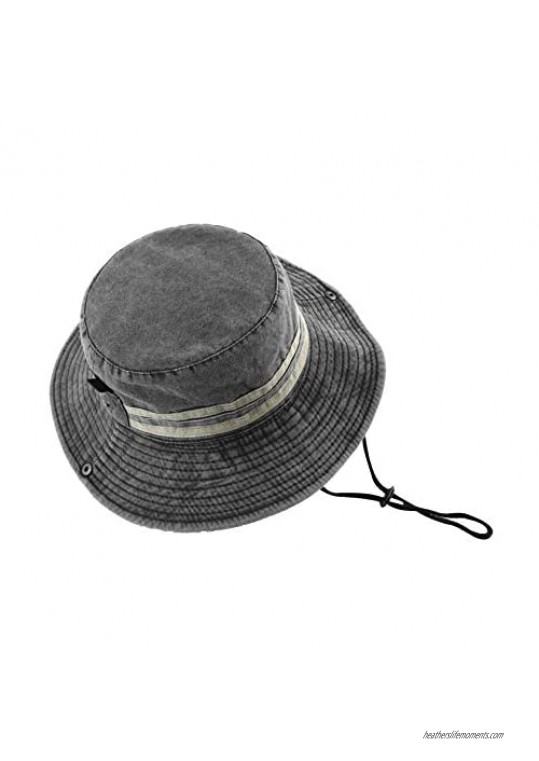 ZLYC Unisex Outdoor Fashion Travel Bucket Hats Fishmen Cap Sun Hats Adjustable Drawcord