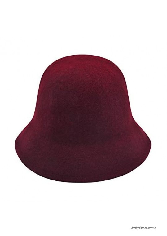 ZLYC Womens Warm Wool Cloche Hat Solid Winter Bucket Hats