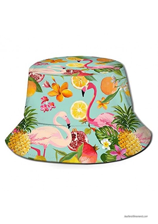 ZREXUO Pink Flamingos Unisex Print Single-Side-Wear Fashion Bucket Hat  Many Patterns