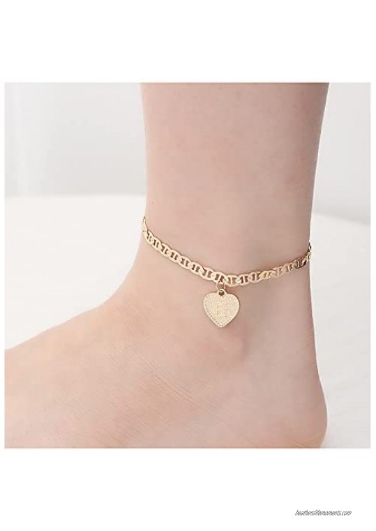 Anklet Bracelets for Women Initial Anklet 14K Gold Plated Letter Anklet Initials Cute Summer Foot Jewelry for Women Girls