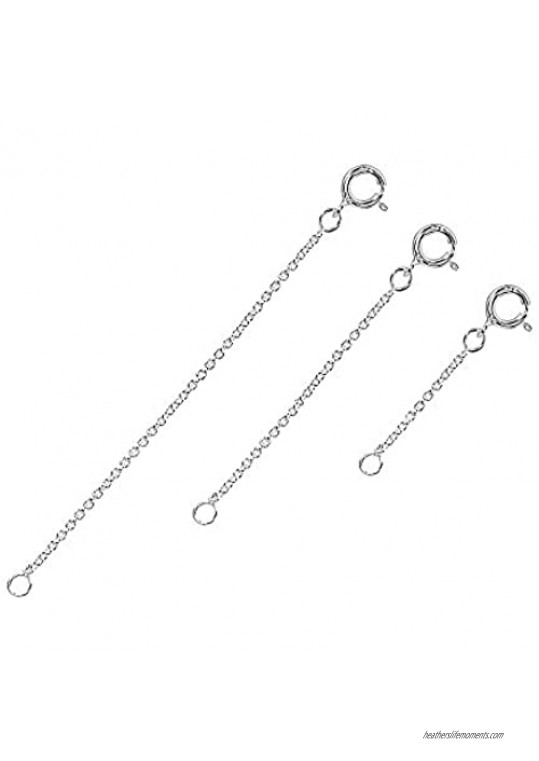 B Brilliant 3 Pack Sterling Silver Thin Rolo Chain Extenders for Necklace Pendant Bracelet or Anklet