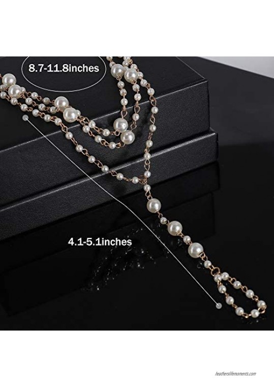 CASSIECA 2 Pairs Pearl Ankle Chain Barefoot Sandals with Starfish Women Lady's Beach Wedding Foot Jewelry