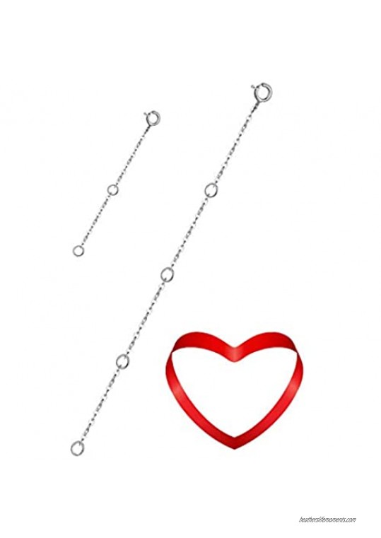 Dorella 2 Pcs Sterling Silver Necklace Extender Chain Set for Necklace Bracelet Durable Adjustable Length 2" 5"