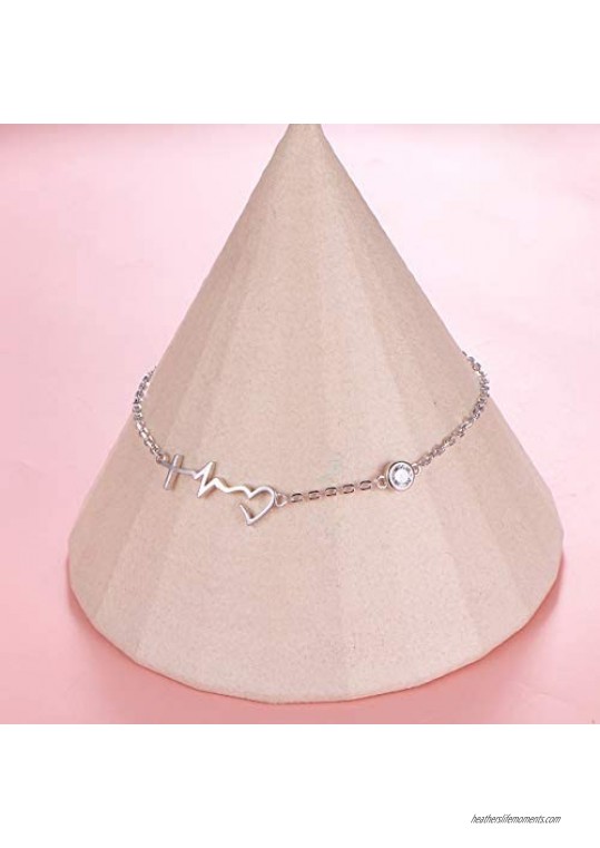 FLYOW Anklet for Women S925 Sterling Silver Adjustable Foot Chain Ankle Bracelet Anklets Jewelry