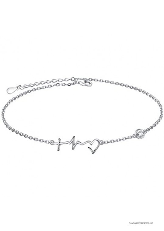 FLYOW Anklet for Women S925 Sterling Silver Adjustable Foot Chain Ankle Bracelet Anklets Jewelry