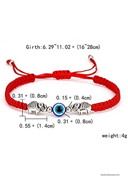 iDIMSON Evil Eye Pendant Bracelet Anklet Red Blue Black Line Hand Turtle Elephant Pendant Adjustable Braided Bracelet Anklet Jewelry for Women and Men