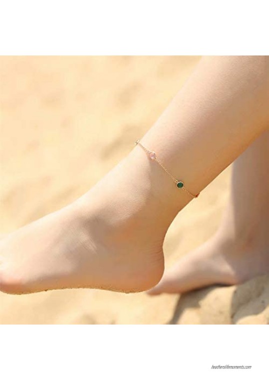 IEFSHINY Gold Anklets for Women 14K Gold Plated Handmade Dainty Ankle Bracelet for Women Teen Girls Jewelry Gifts