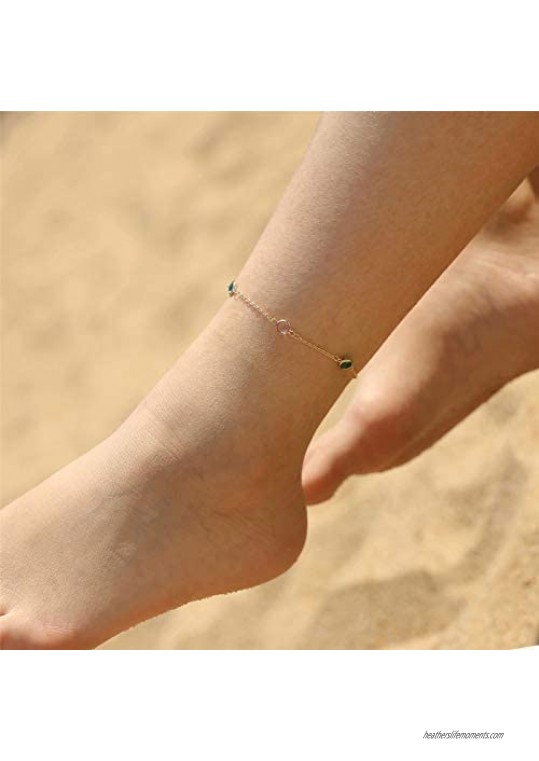 IEFSHINY Gold Anklets for Women 14K Gold Plated Handmade Dainty Ankle Bracelet for Women Teen Girls Jewelry Gifts