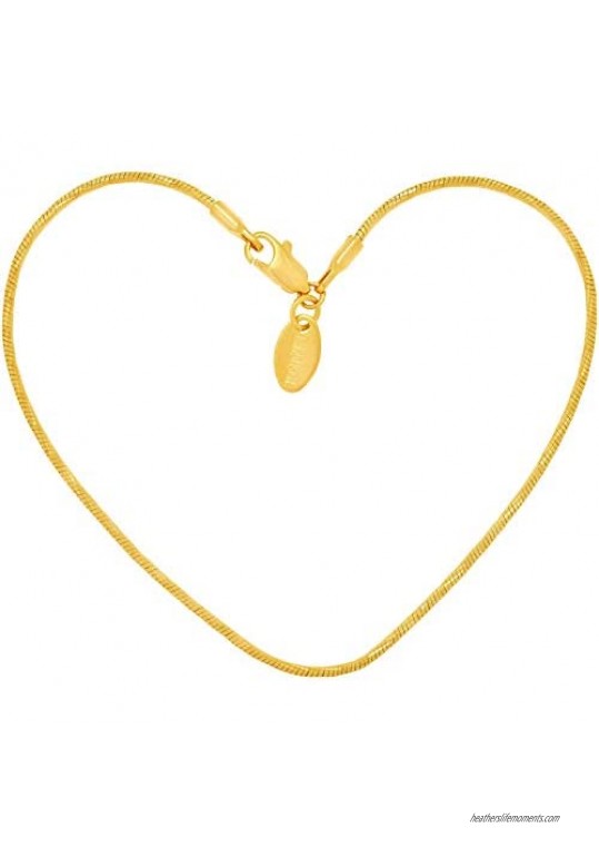 Lifetime Jewelry 1.5mm Snake Chain Anklet for Women & Girls 24k Real Gold Plated