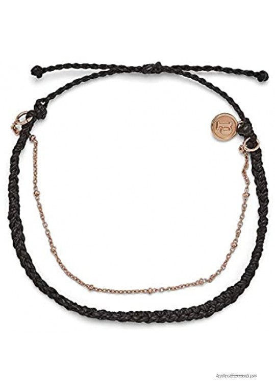 Pura Vida Silver or Rose Gold Satellite Chain Anklet - Adjustable Band  100% Waterproof - Brand Charm