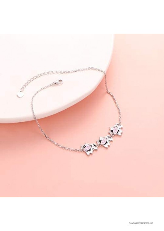 S925 Sterling Silver Cute Animals Foot Charm Boho Beach Anklets Bracelet for Women Teenager Girls Adjustable 9 to 10.5 inches