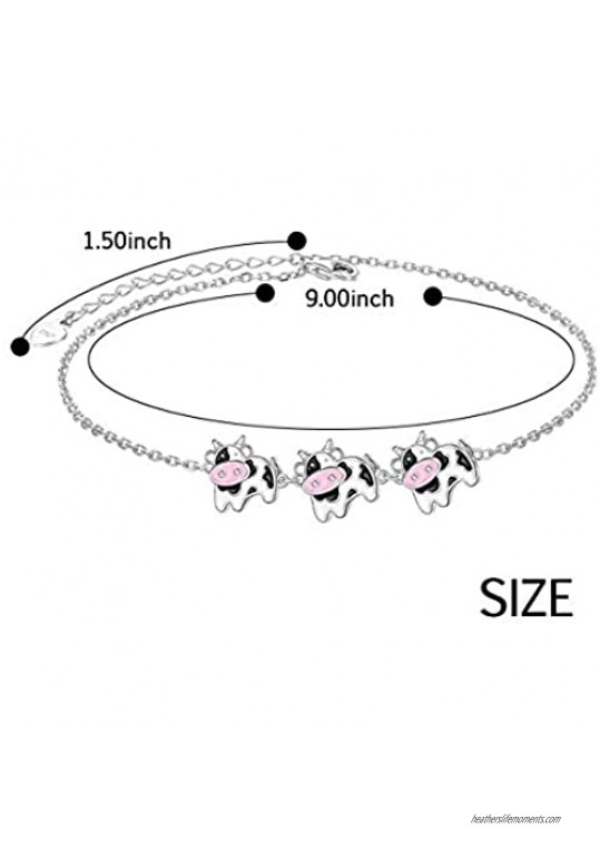 S925 Sterling Silver Cute Animals Foot Charm Boho Beach Anklets Bracelet for Women Teenager Girls Adjustable 9 to 10.5 inches