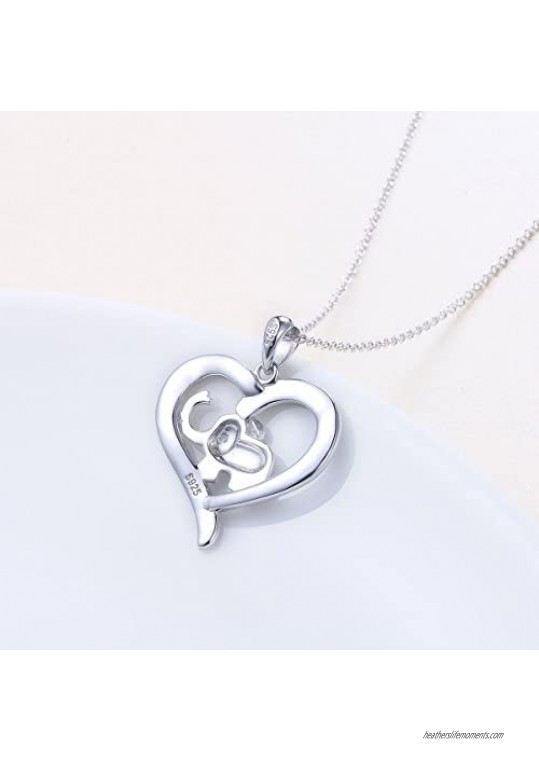 S925 Sterling Silver Lucky Elephant Love Heart Necklace for Women Daughter Girlfriend