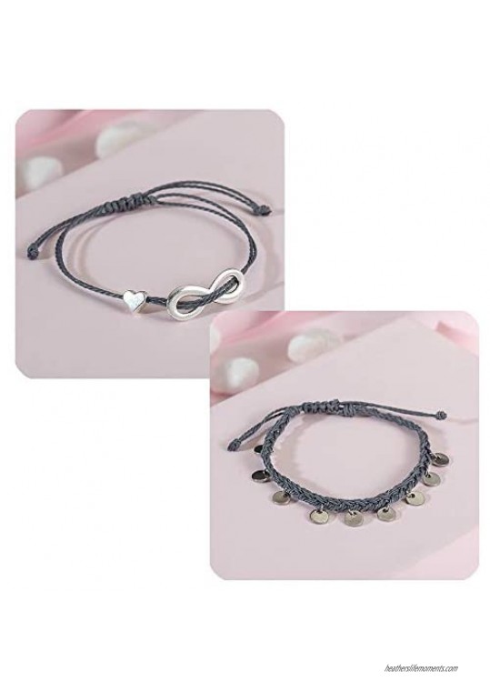 String Ankle Bracelet for Women Waterproof Boho Anklet Braided Beach Coin Jewelry Teen Girls(Infinity)