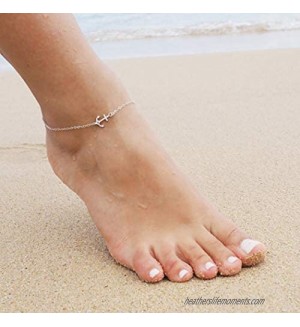 Tayel Boho Heart/ Pearl /Beaded Crystal /Dolphin /Love /Anchor Anklet Lucky Ankle Bracelets Chain Beach Foot Jewelry Adjustable for Women Girls (Silver 1)