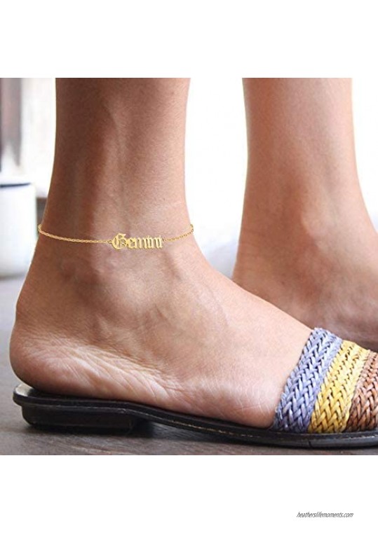 TOOPNK 16K Gold Plated Zodiac Ankle Bracelets for Women Silver Zodiac Sign Anklet 12 Constellation Anklet Adjustable Stainless Steel Foot Chain for Girls Gifts
