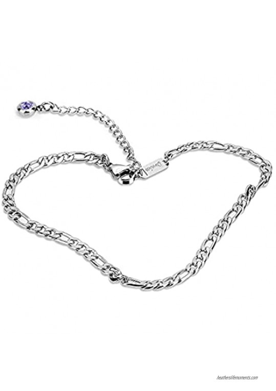 U/K Anklet Bracelets for Women Stainless Steel Adjustable Link Anklets Elegant Foot Chain Jewelry for Club with Gift Box.Stainless Steel Lady's Bracelet.