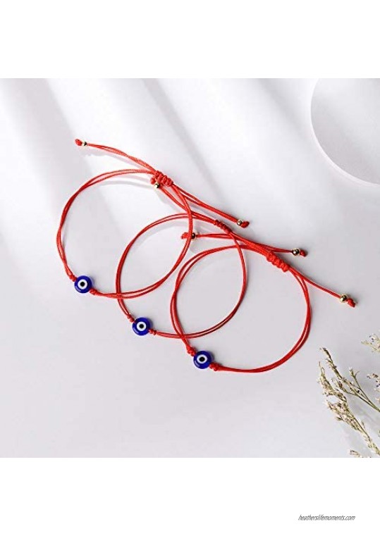 VU100 6PCS Evil Eye Bracelets Kabbalah Nazar Ojo Turco Good Luck Protection BFF Friendship Red/Black String Bracelets for Women Men