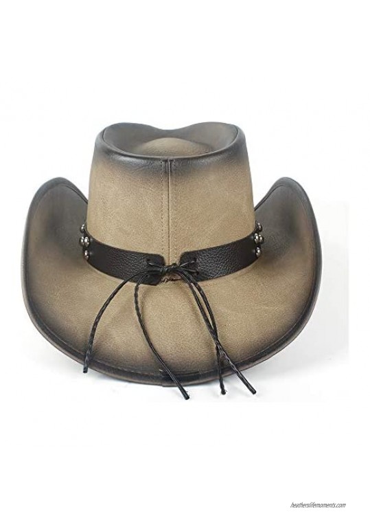 Fashion Unisex Skull Leather Western Cowboy Hat Sun Protection Outdoor Trip Hat Dress up Caps