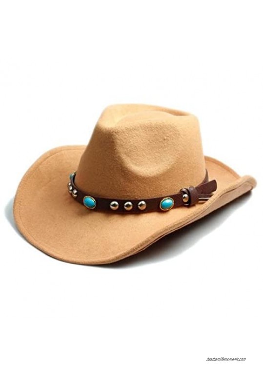 FLH Winter Shapeable Brim Wool Cowboy Hat with Adorable Braided Chain Band