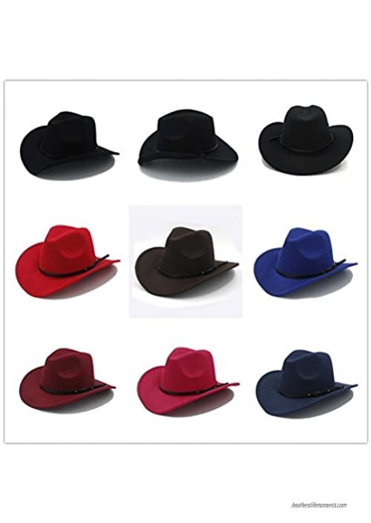 HXGAZXJQ Women Men Western Cowboy Hat for Gentleman Cowgirl Jazz Church Cap with Leather Toca Sombrero Cap (Color : 1 Size : 57-58cm)