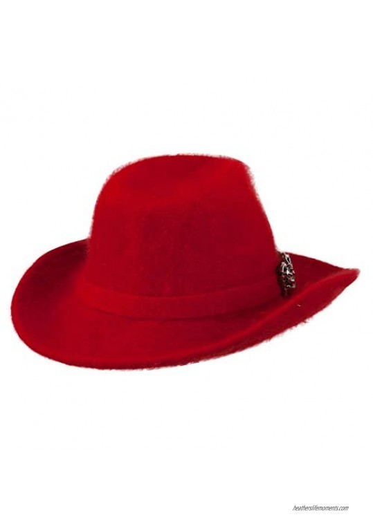 Metal Band Angora Cowboy Hat - Red
