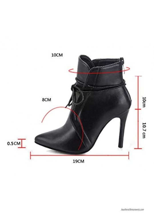 NAISI Women's Pointy Toe Lace Up Ankle Booties Sexy High Heels Boots Leather Dress Heeled Pump Shoes