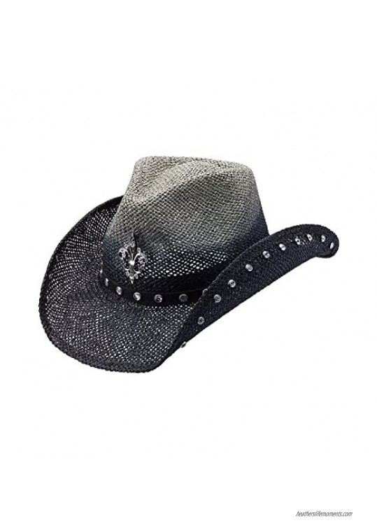 Peter Grimm Ltd Women's Country Jazz Fleur-De-Lis Straw Cowgirl Hat Black One Size