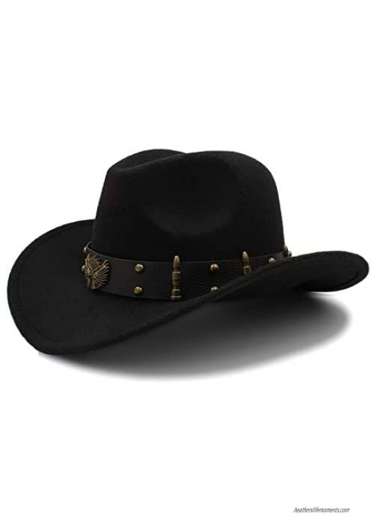 SSLA 2018 Women's Men's Unisex's Vintage Wool Felt Cowboy Wide Brim Bowler Hat Turquoise Braid Band (57cm)
