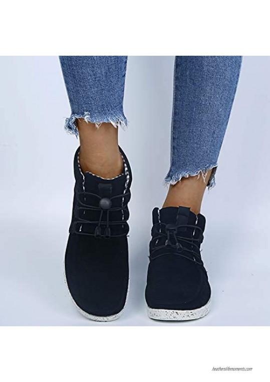 Women's High Top Ankle Boots Lace up Slip on Sneakers Ladies Cotton Lined Comfort Booties