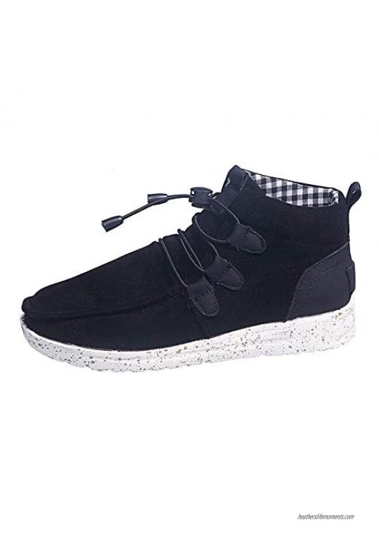 Women's High Top Ankle Boots Lace up Slip on Sneakers Ladies Cotton Lined Comfort Booties