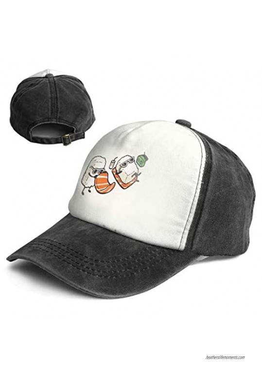 XZFQW Funny Cartoon Salmon Sushi Trend Printing Cowboy Hat Fashion Baseball Cap for Men and Women Black and White