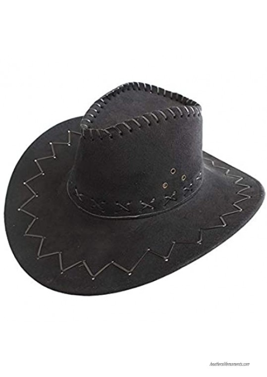 ZLQQLZ Women Cap Jazz Cow Knight Suede Cowboy Cowgirl Fedora Hat Westward Montana Travel Summer Hat Sun Hat (56-58cm) Hat (Color : Black  Size : 56-58CM)