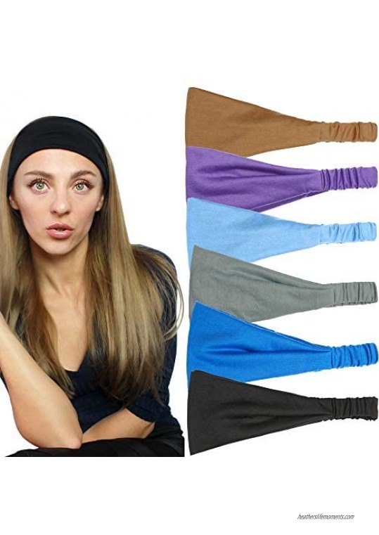 6 Pack Sweat Wicking Stretchy Athletic Bandana Headbands for Women/Head wrap/Yoga Headband/Head Sarf/Best Looking Head Band for Sports or Fashion  or Exercise