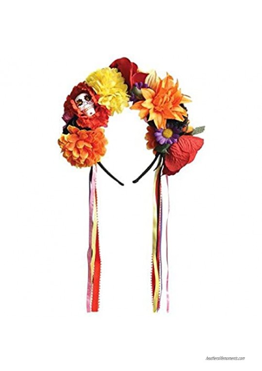 amscan Day of The Dead Floral Headband One Size Multicolor