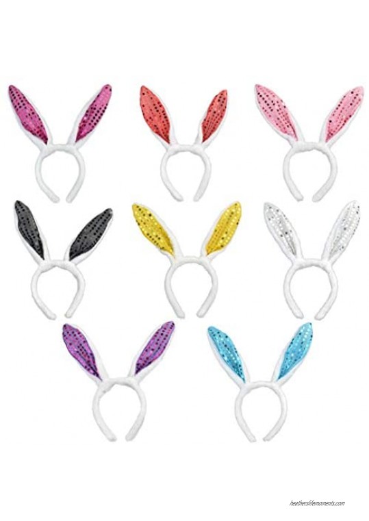 Bunny Ears Hairbands  Miayon 8pcs Sequin Hairbands Cute Easter Headband for Party Favor Costume Decoration