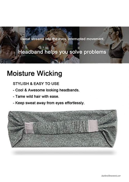 Calbeing Workout Headband for Women Men - Non Slip Sweatband - Stretchy Soft Elastic Head Band - Sports Fitness Exercise Tennis Running Gym Dance Yoga