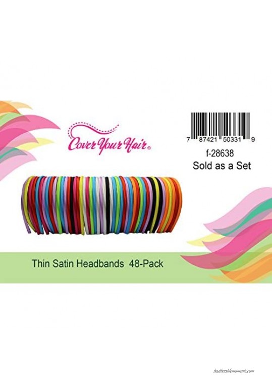 CoverYourHair Satin Headband - 0.5 cm - 48 pcs Beautiful Flexible Headbands