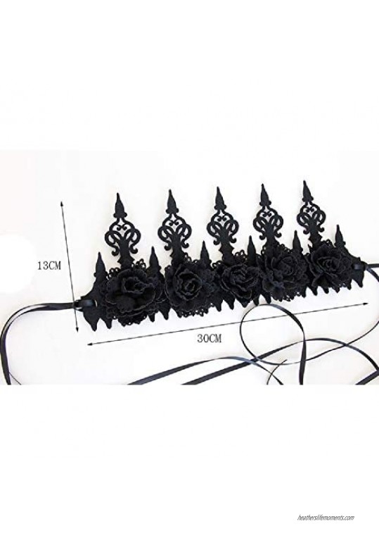 Dark Gothic Wind Black Crown Hair Band Halloween Headband Headdress for Witcher Makeup Perfect Hair Accessories for Ball Party Masquerade and Cosplay.