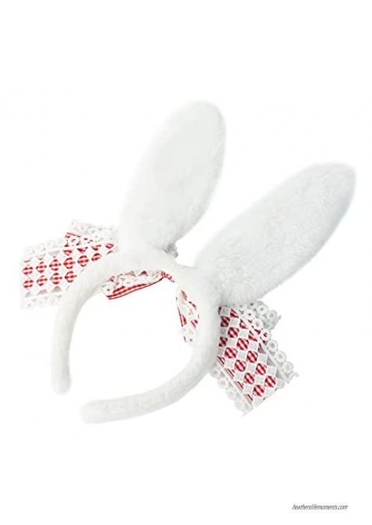 DAZCOS Bunny Lace Headband with Bow Gothic Lolita Cosplay Accessory