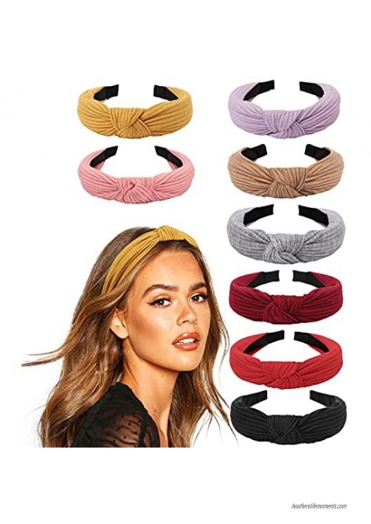 DRESHOW 8 Knotted Headbands For Women Girls Soft Knitted Headbands Hair Bands Accessories