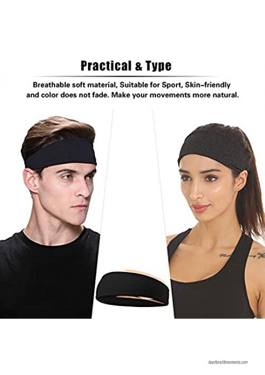 EasYoung 2-Pack Headbands for Men Women Sweat Wicking Headbands for Sports Fitness Yoga Running Elastic Non Slip Unisex