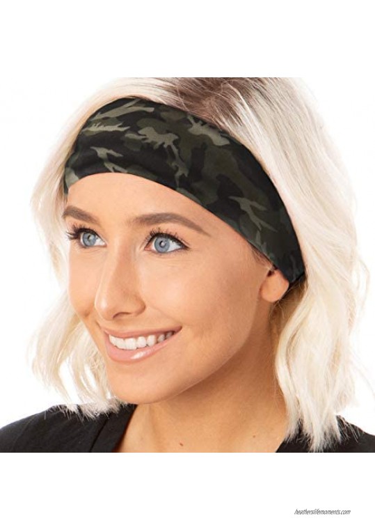 Hipsy Adjustable & Stretchy Printed Xflex Wide Headbands for Women Girls & Teens