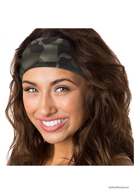 Hipsy Adjustable & Stretchy Printed Xflex Wide Headbands for Women Girls & Teens
